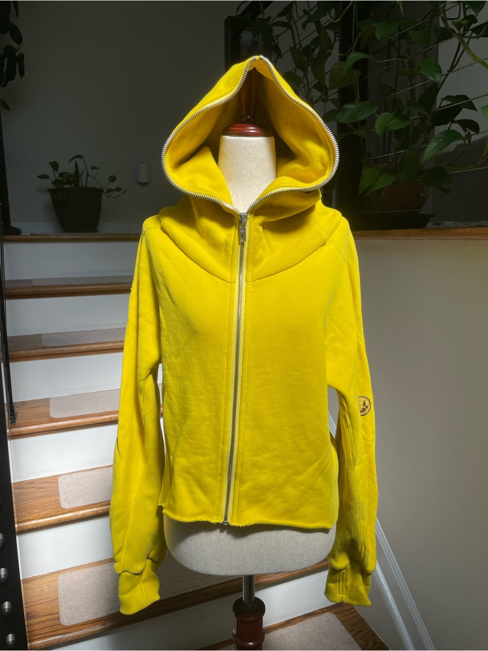 SMFK Women's Bright Yellow Zip Hoodie Bomber Jacket